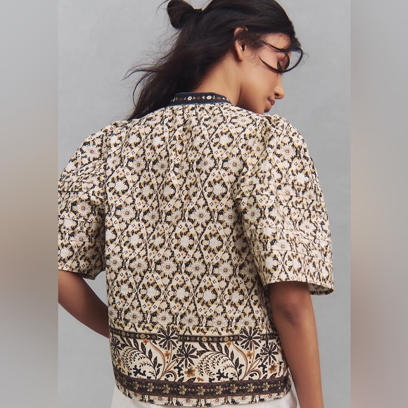 By Anthropologie Pleated Puff-Sleeve Blouse - Picture 2 of 7